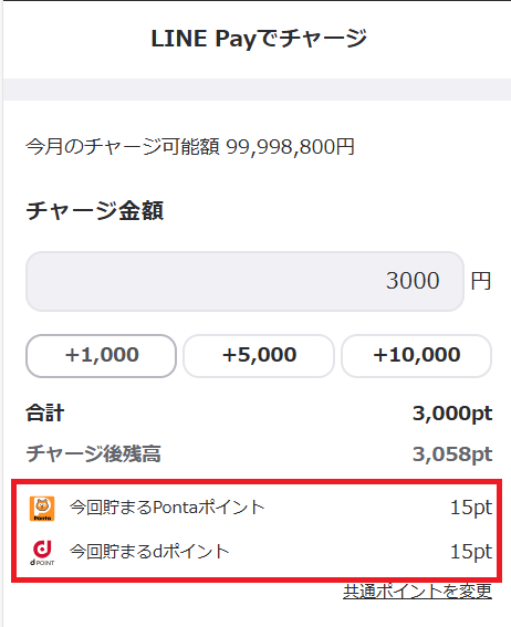 入金する度に共通ポイントが2種類貯まる