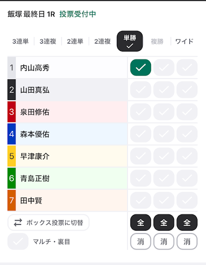 ウィンチケットの投票画面