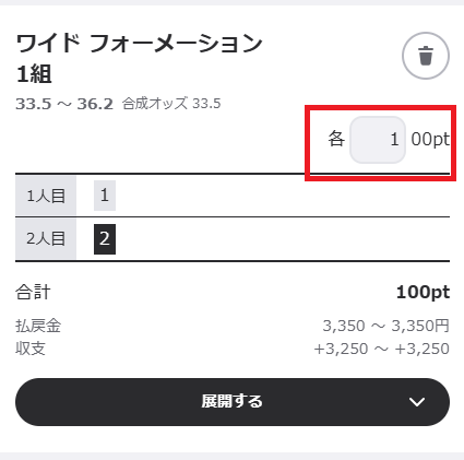 通常賭け式は100円から買える