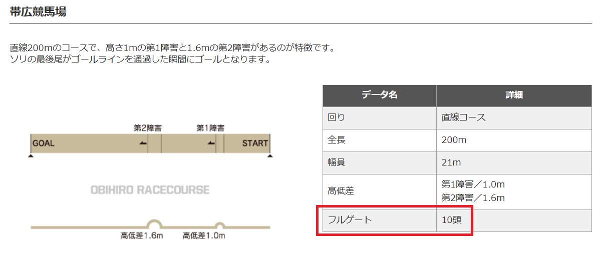 帯広競馬場は最大で10頭しか出走しない