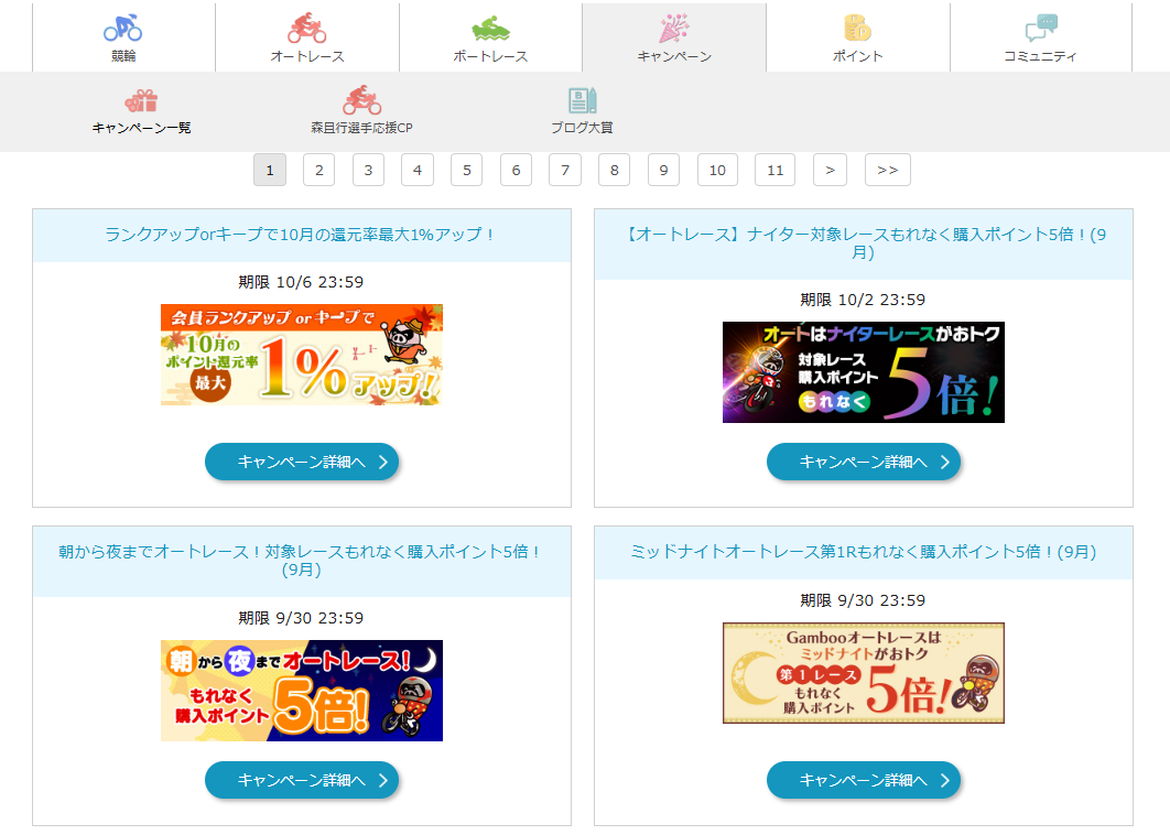 ギャンブーのキャンペーン一覧