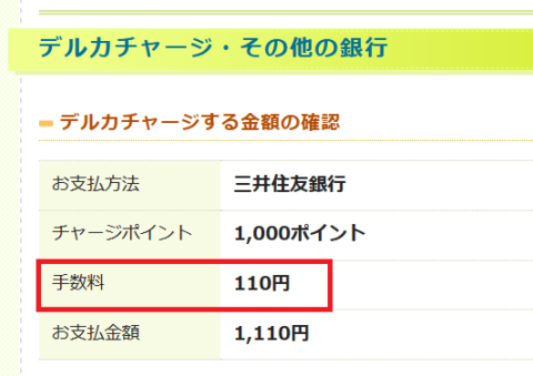 「銀行振込（Pay-easy）」を使う場合、1回あたり110円の手数料がかかる