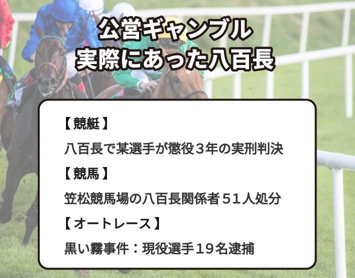 公営ギャンブルで実際にあった八百長事件