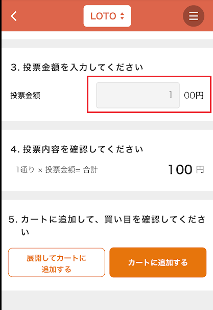 投票金額を入力