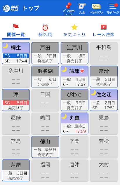 レース開催スケジュール