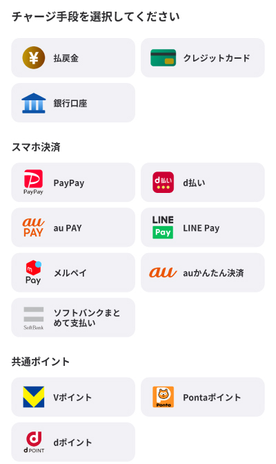 ウィンチケットのチャージ方法一覧